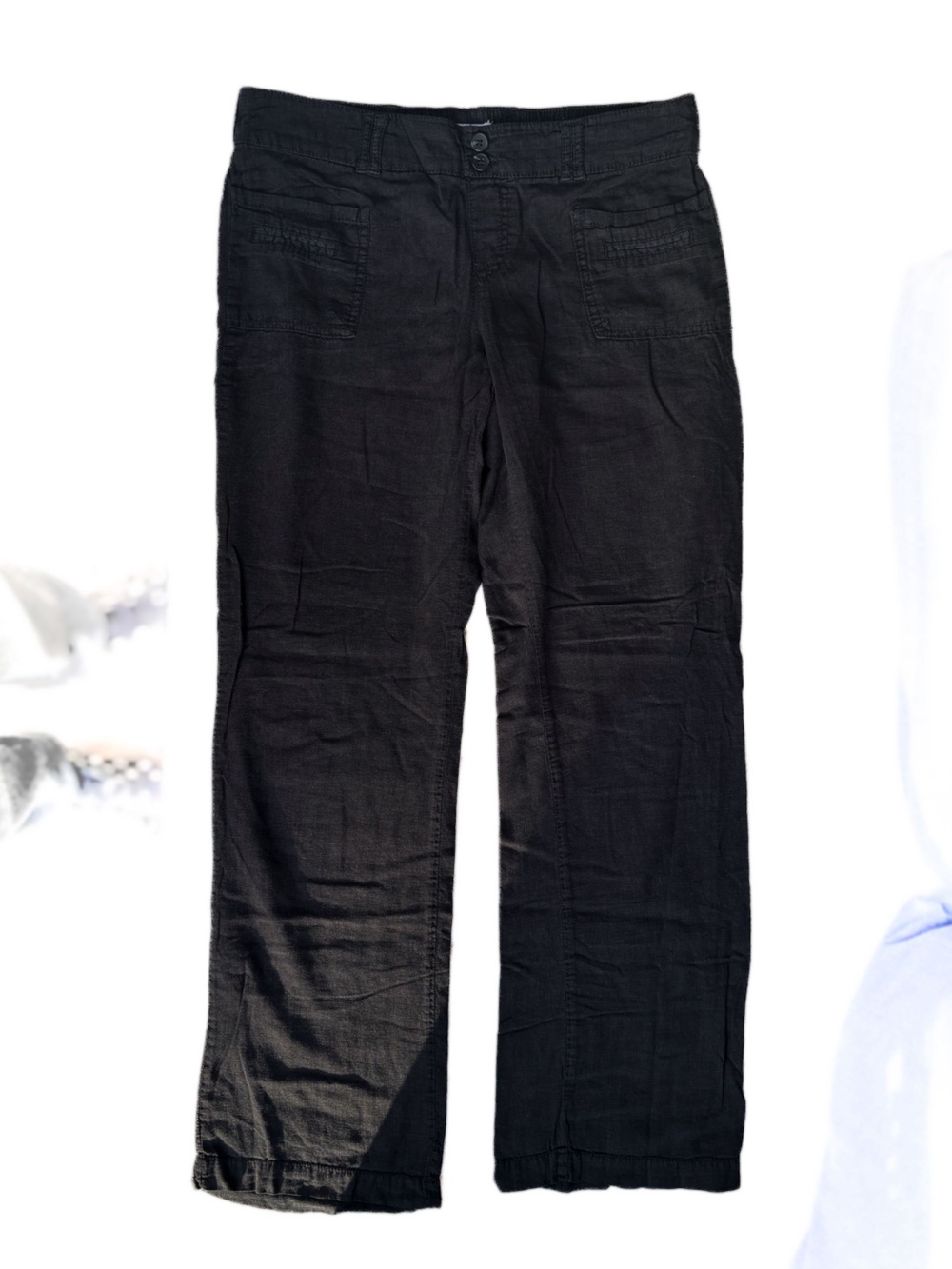 SO very comfortable Black linen women’s Casual Flowy Pants L large - Picture 2 of 8